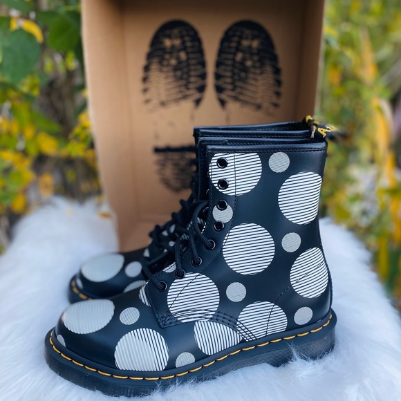 Dr. Martens 1460 Polka Dot Smooth Leather Lace Up Boots - Picture 4 of 8
